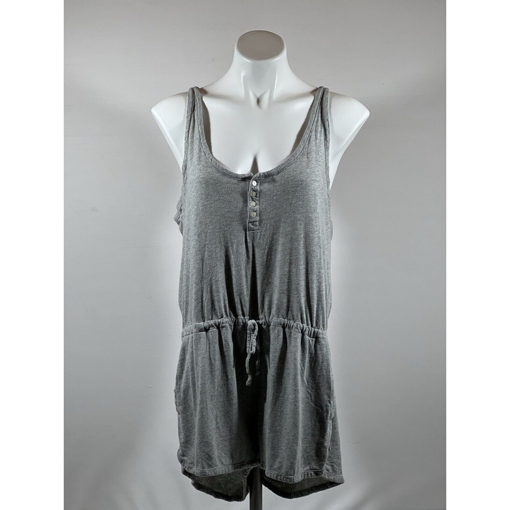 Gap Love Romper Womens Medium Gray Cotton Jersey Drawstring Lounge Casual Vibe